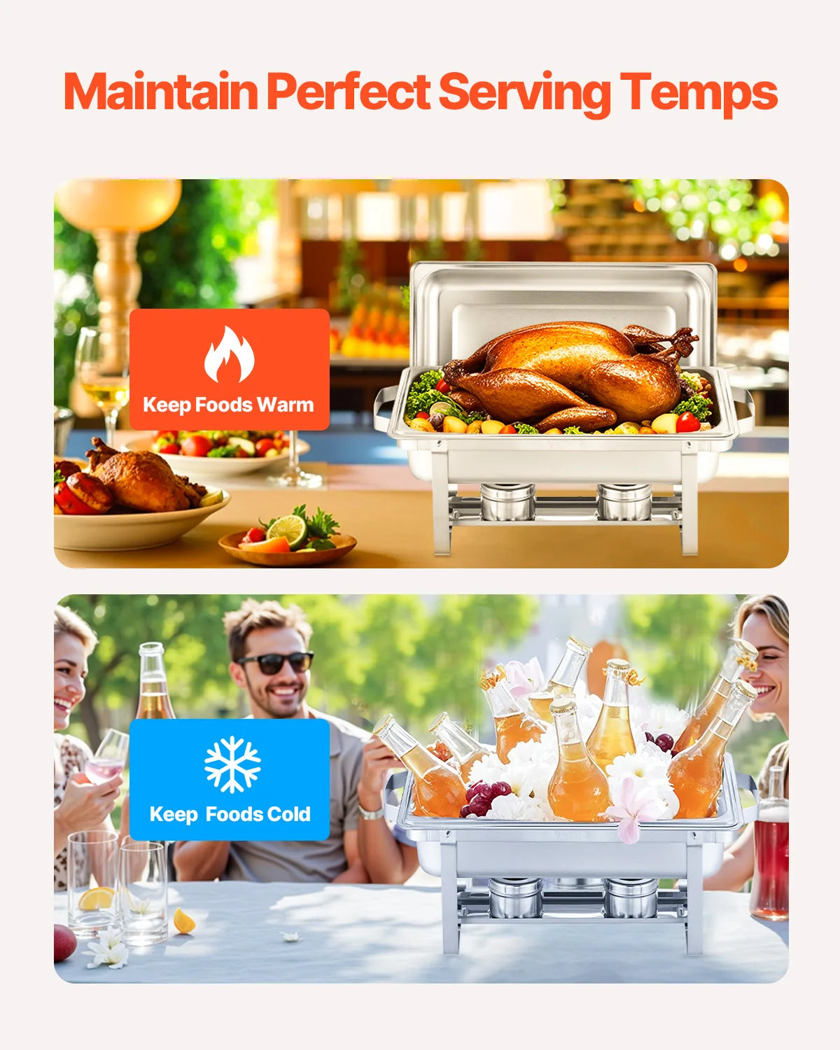 VEVOR 2 Packs Chafing Dish Buffet Set Stainless Steel Chafer