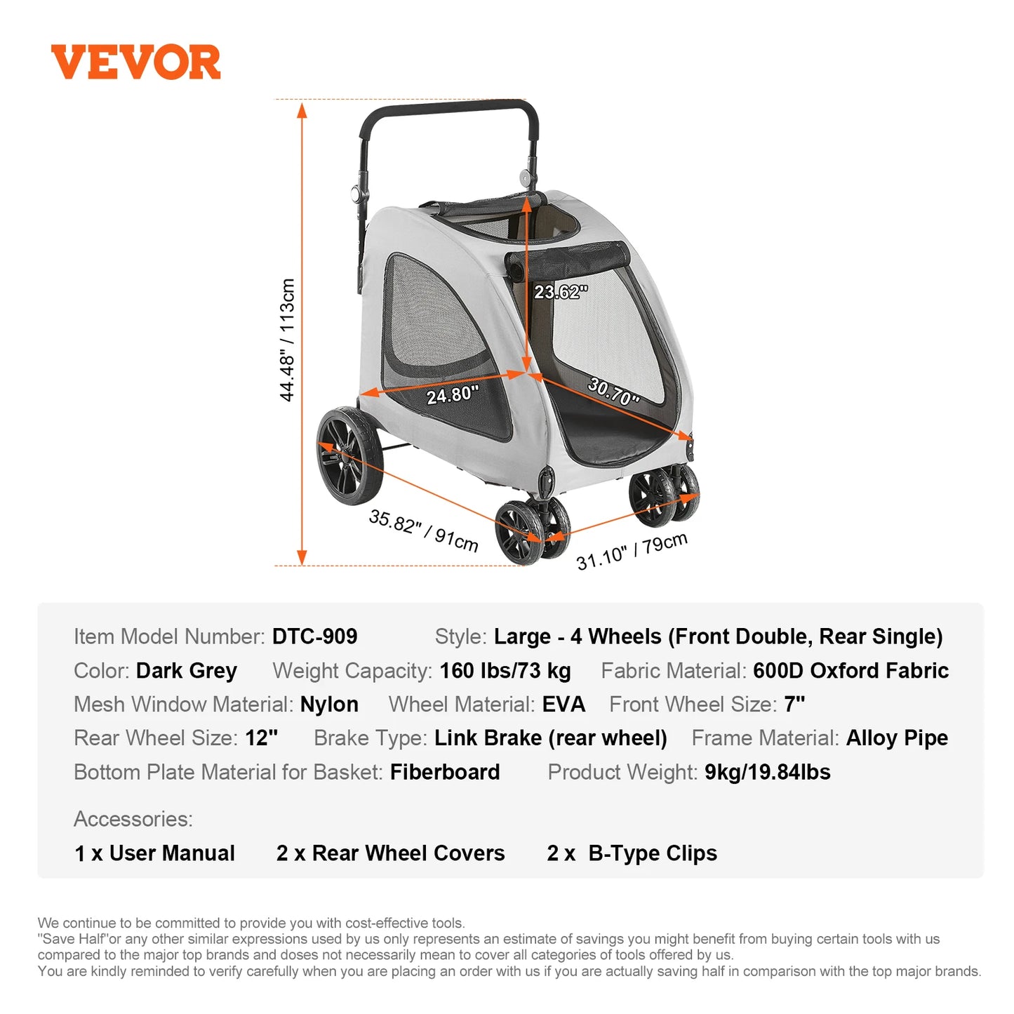 SucceBuy Pet Stroller Carrier Dog Cat Strollers Lightweight Travel Rotate with Brakes Pet Pad Cup Holder for Puppy Accessories