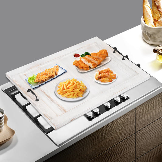 Noodle Board Stovetop Cover Kitchen Serving Tray with Handles 44lbs Load Capacity Countertop Protector Modern Style Wood Tray