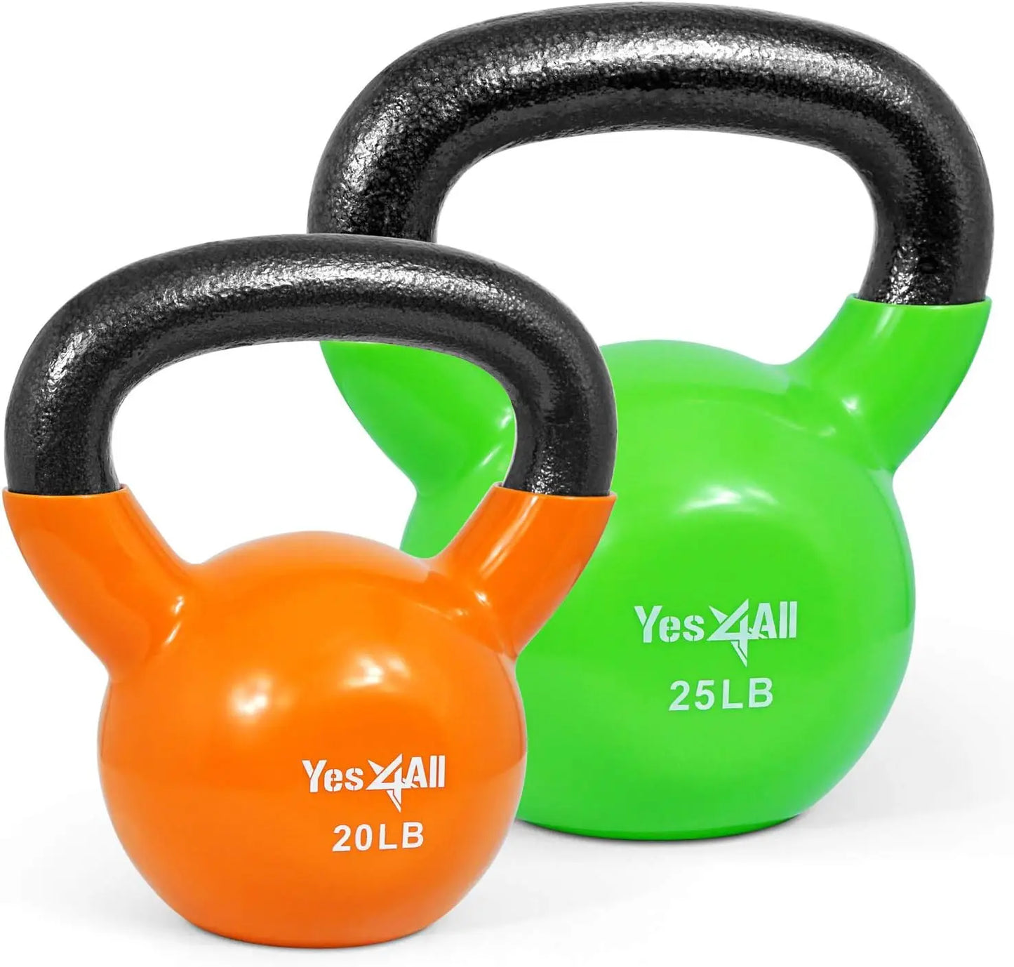 Kettlebell Set Vinyl Coated Weights Combo for Full Body Workout Push Up and Grip Strength Training Multicolor