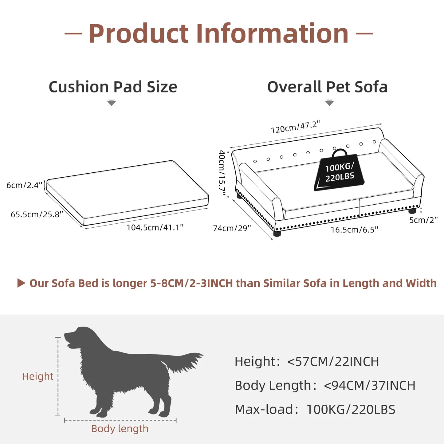 Heavy Duty Raised Dog Bed Sofa Large Cushioned Pet Couch Soft Microfiber Silicone Leather Velboa Covered Lounge for Cats And Puppies