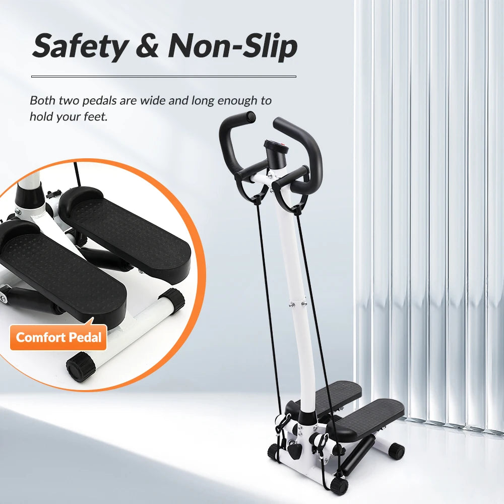 Home Fitness Stepper Machine with LCD Display and Resistance Bands for Leg Waist and Abdomen Training