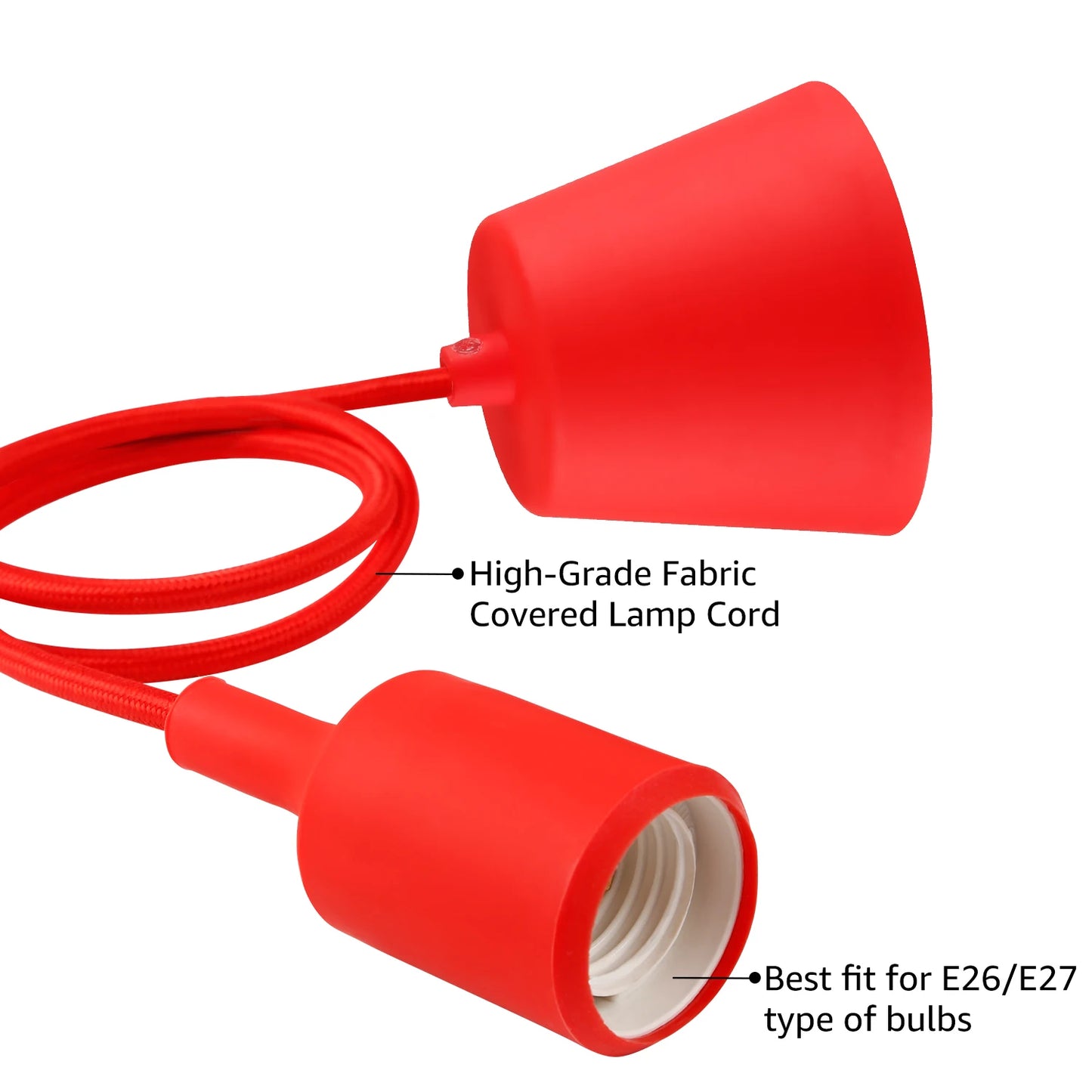 4 Pack Socket Pendant Light Fixture, E26/E27 Lamp Holder for Home, Commercial, Pub, Counter, Decorative Lighting, RED