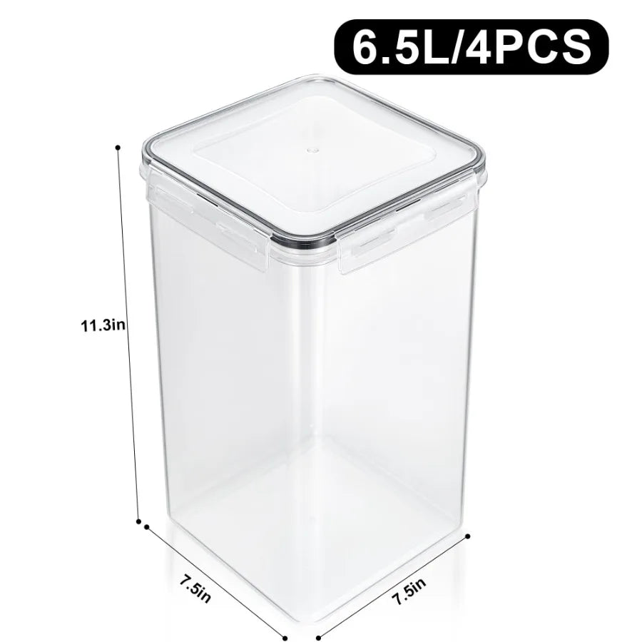 4 Pack Airtight Food Storage Container Set with Locking Lids Measuring Cup and Labels for Kitchen Organization Ideal for Storing
