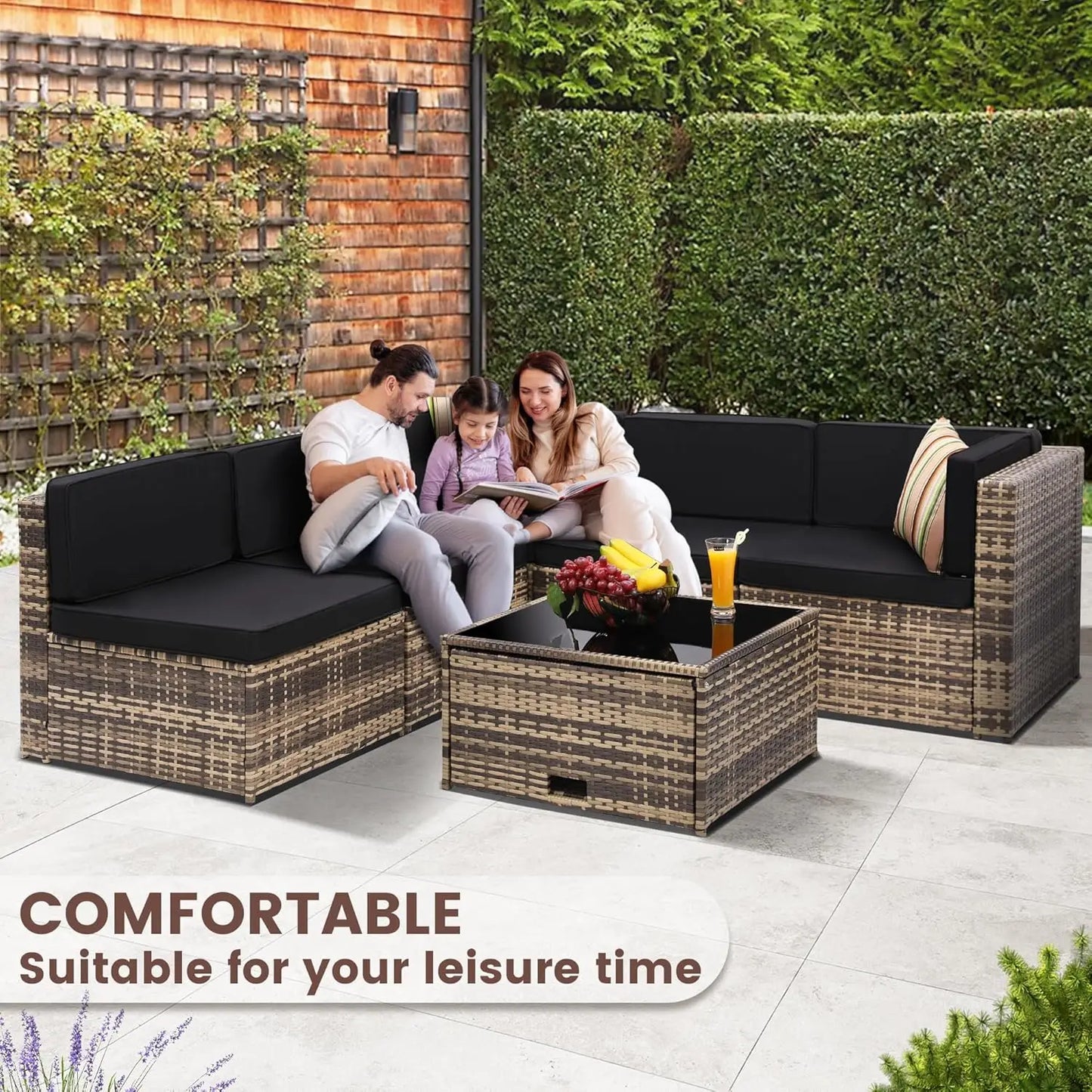 8 Pieces Outdoor Wicker Rattan Patio Furniture Sectional Set