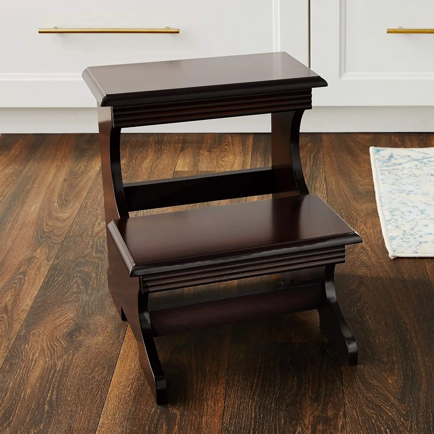 Home Furnishing Crestside 2 Step Wood Step Stool with Storage