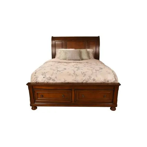 Classic Bedroom Set Dark Solid Wood King Size Bed Cedar Lined Drawers Matching Bedside Table Dressing Table Mirror