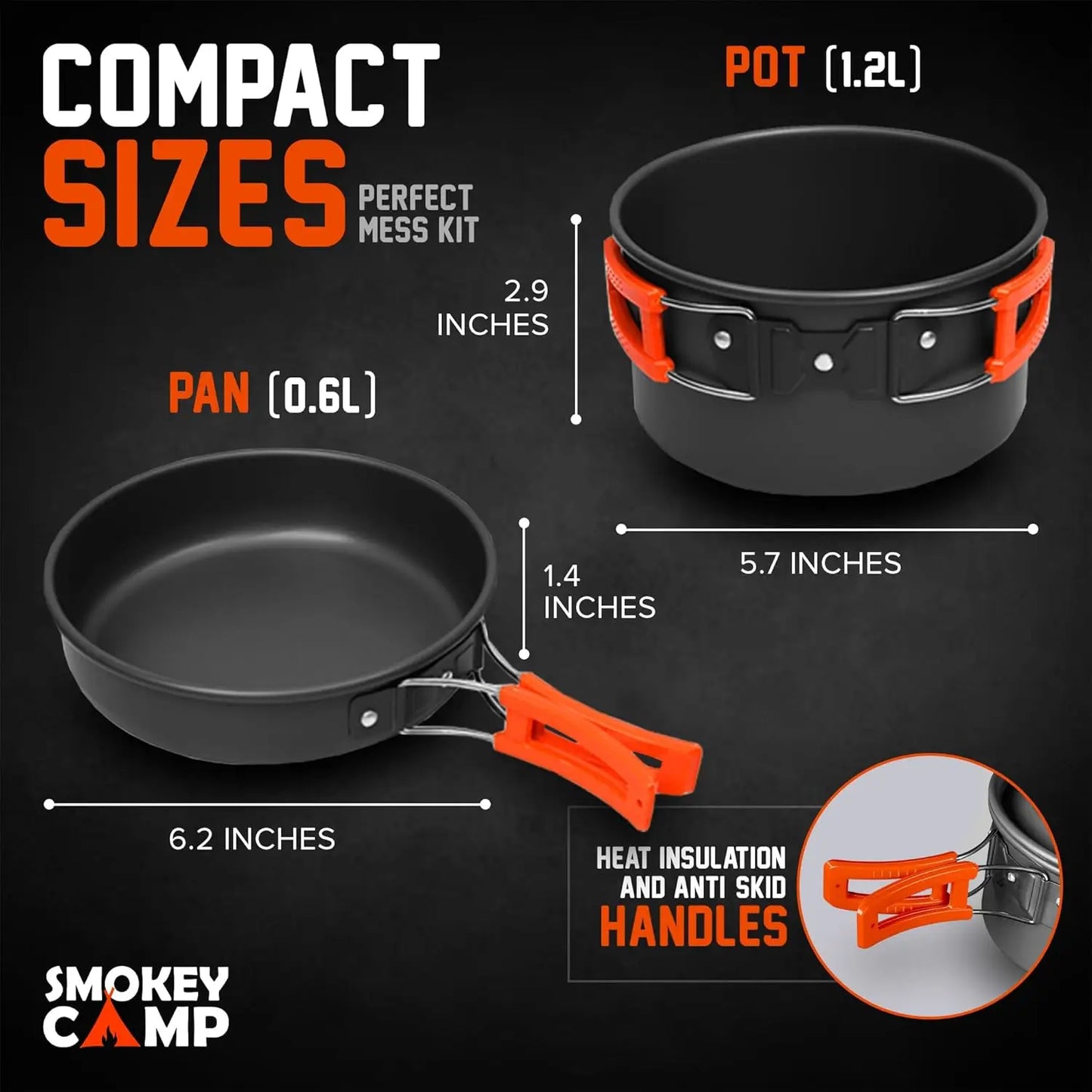 Non Stick Camping Cookware Mess Kit Set with Stove Aluminum Backpacking Pots and Pans Portable Cooking System for 3 to 5 Users