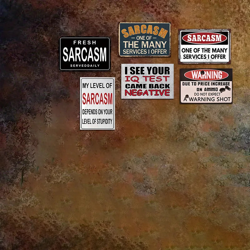 6pcs Retro Funny Quotes Metal Tin Signs 8x12in Waterproof Wall Art for Office Garage Bar Club Bedroom Kitchen