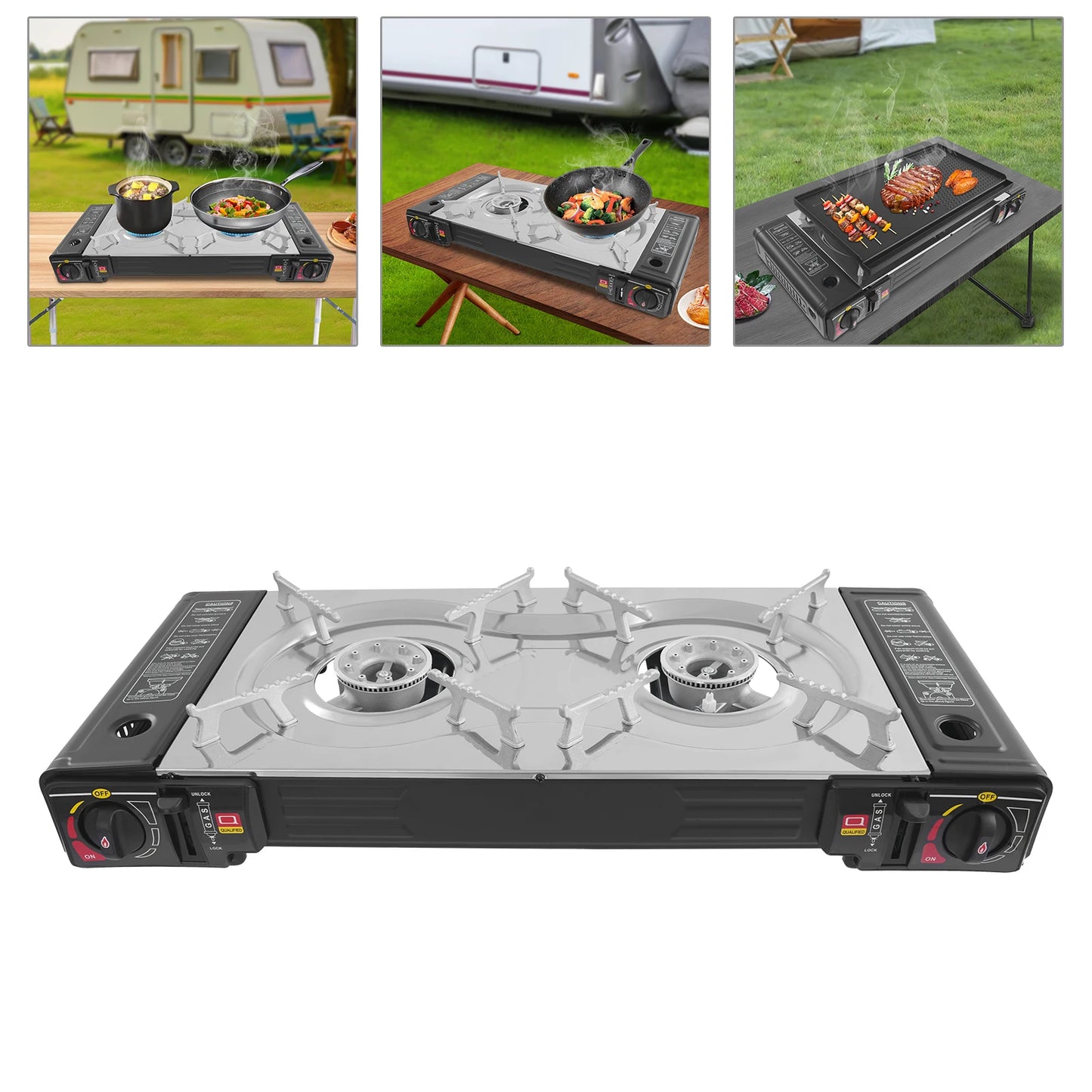 Portable Butane Camping Stove with Case Outdoor Metal Gas Stove for More Than Five Users with Ignition Device