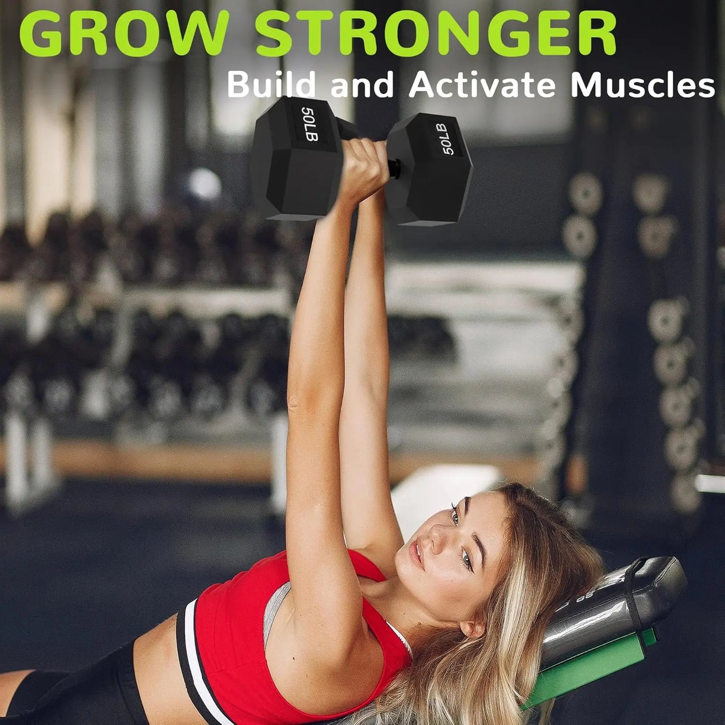 Rubber Encased Hex Dumbbell Hand Weights with Anti Slip Metal Handle for Home Gym Multiple Sizes