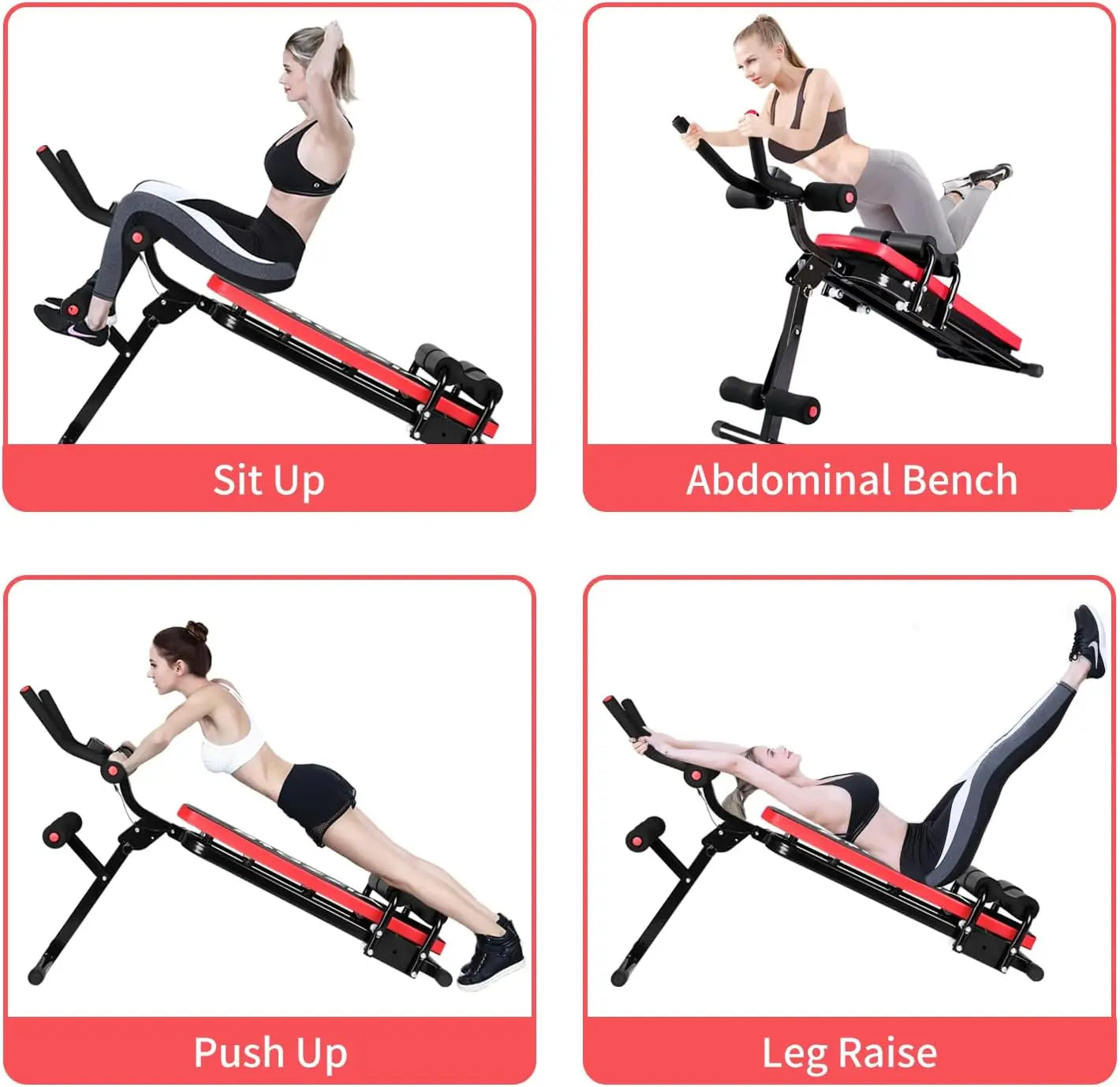 Adjustable Ab Exercise Bench Foldable Sit Up Bench with LCD Monitor Full Body Workout Machine Home Fitness Equipment