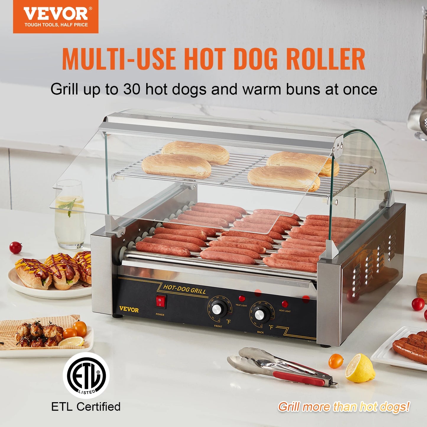 VEVOR Electric Sausage Maker Hot Dog Roller Grill Machine 5 Rods 7 Rods 11 Rods for Camping Party Home Use 110V Commercial Barbecue Appliance