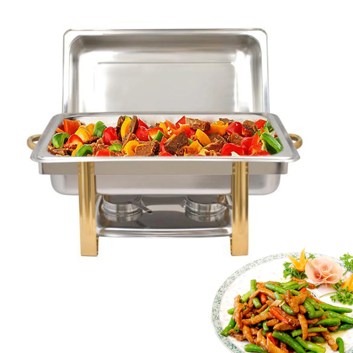 9L Stainless Steel Chafer Chafing Dish Sets Buffet Catering Pans Stainless Steel Food Warmer Chafing Dish Heat Tank Food