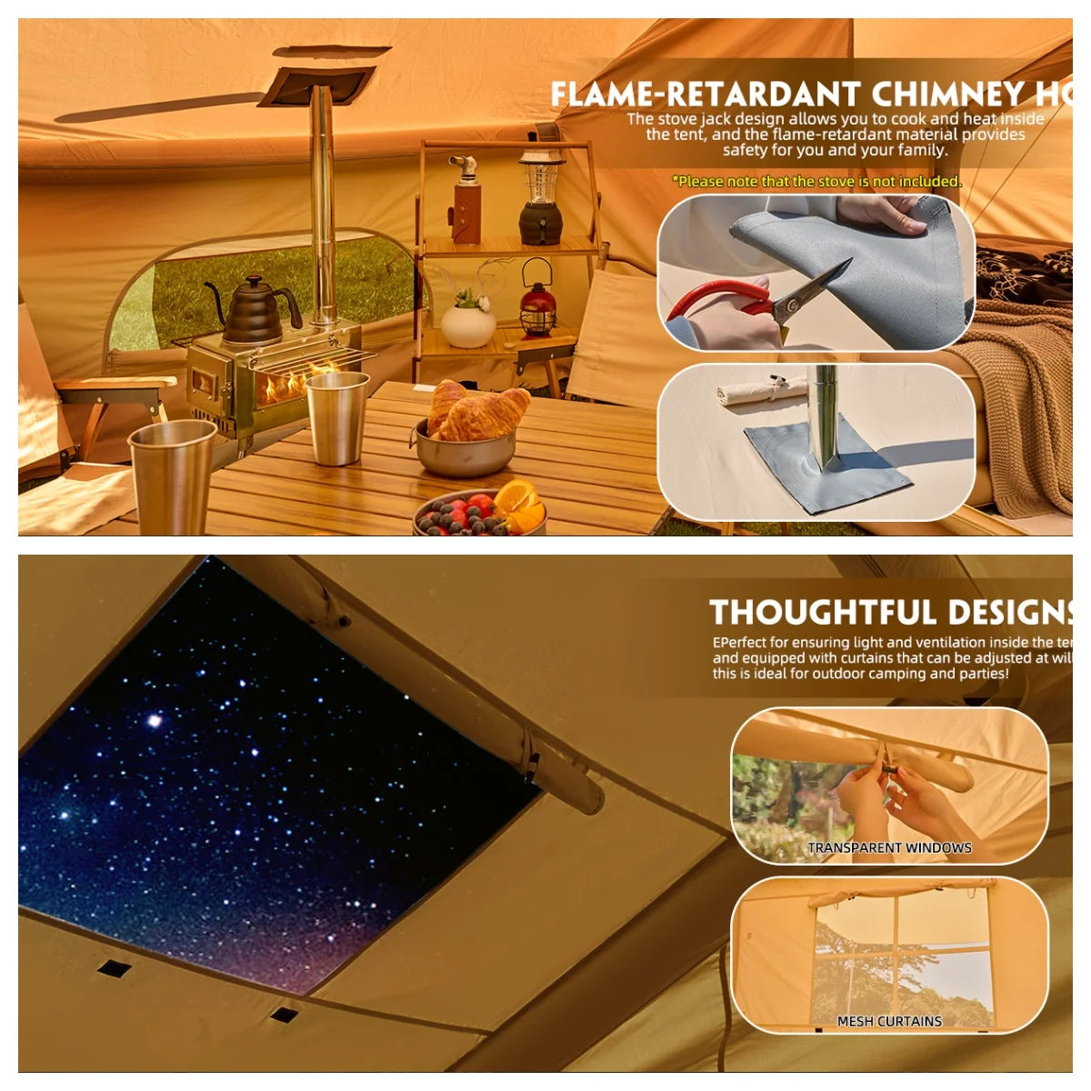 SENLEETO 8-10 People Glamping Inflatable Tent 129 Ft² Large Blow Up Tent with Hand Pump 420D Oxford Fabric Camping Tent