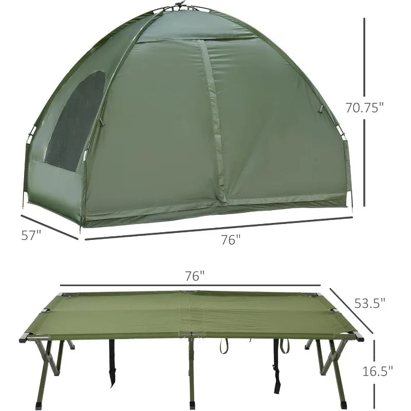 Outsunny 2 Person Foldable Camping Cot with Tent and Air Mattress