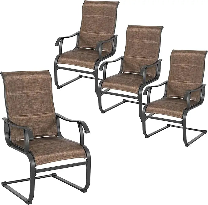 Patio Dining Chairs Set of 4 All Weather Outdoor Padded Textilene