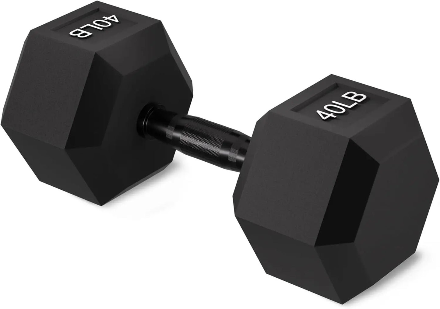 Rubber Encased Hex Dumbbell Hand Weights with Anti Slip Metal Handle for Home Gym Multiple Sizes