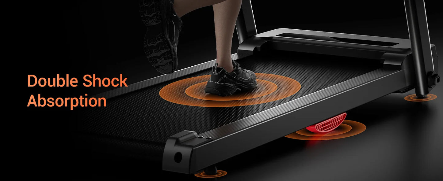 3.0HP Brushless Foldable Treadmill for Home Use 300LB Capacity with Heart Rate Monitor and Dual Shock Absorption