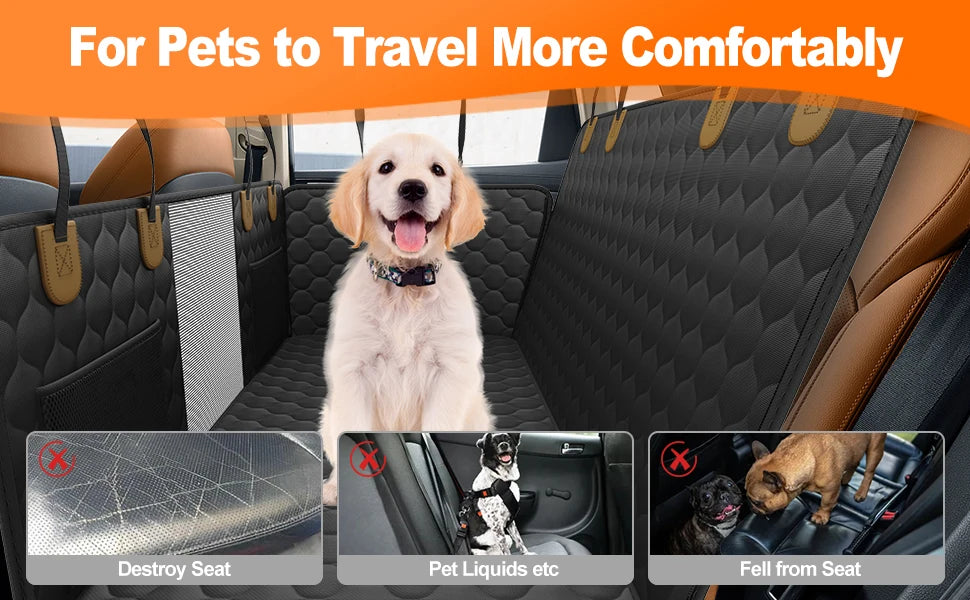 Waterproof Foldable Dog Car Seat Safety Hammock Trunk Mat Rear Back Seat Protector Breathable Pet Travel Accessory