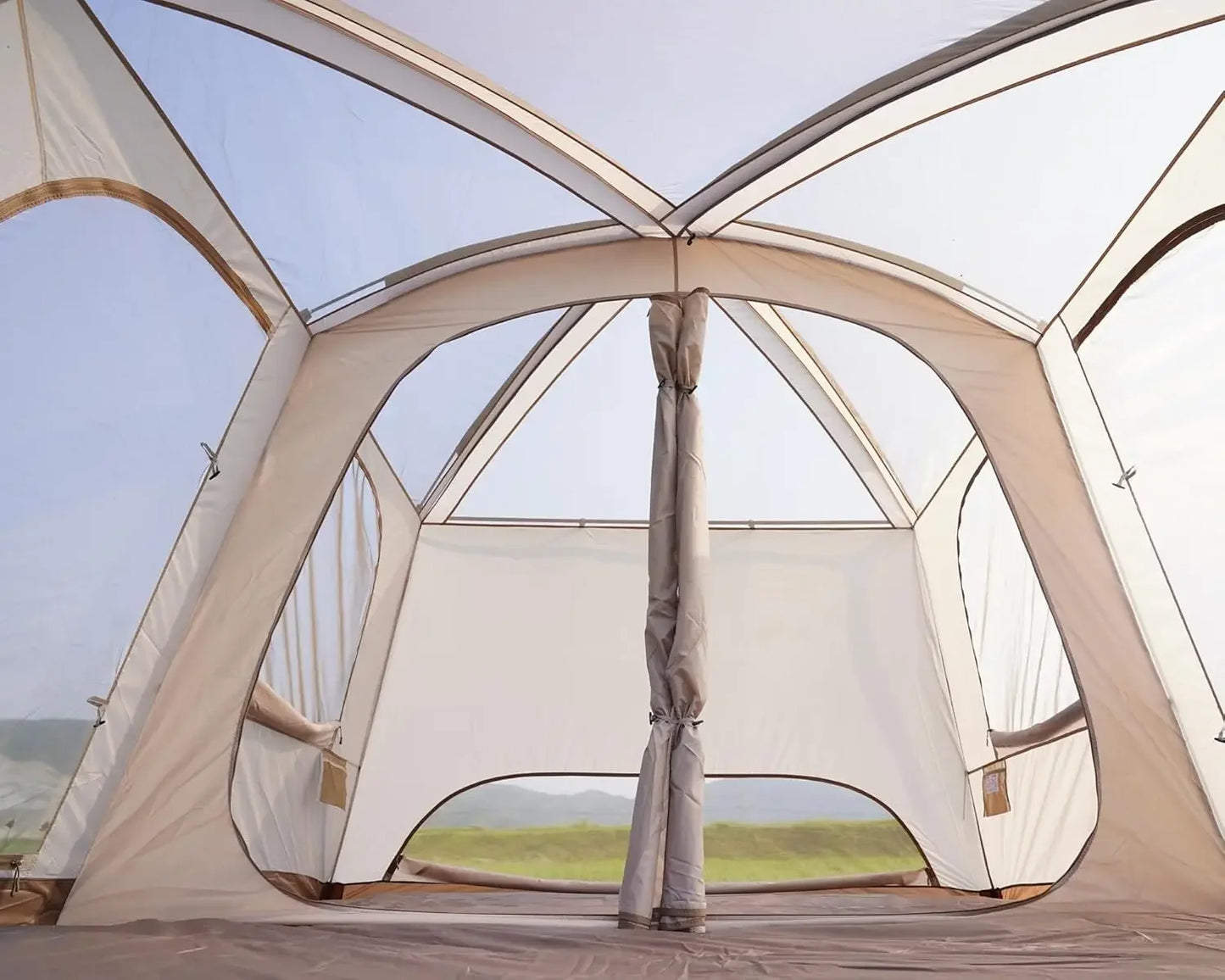 Large Family Camping Tent 8-10 Person Double Layer Waterproof 3 Door 2 Room Portable Glamping Cabin Tent for Outdoor Activities