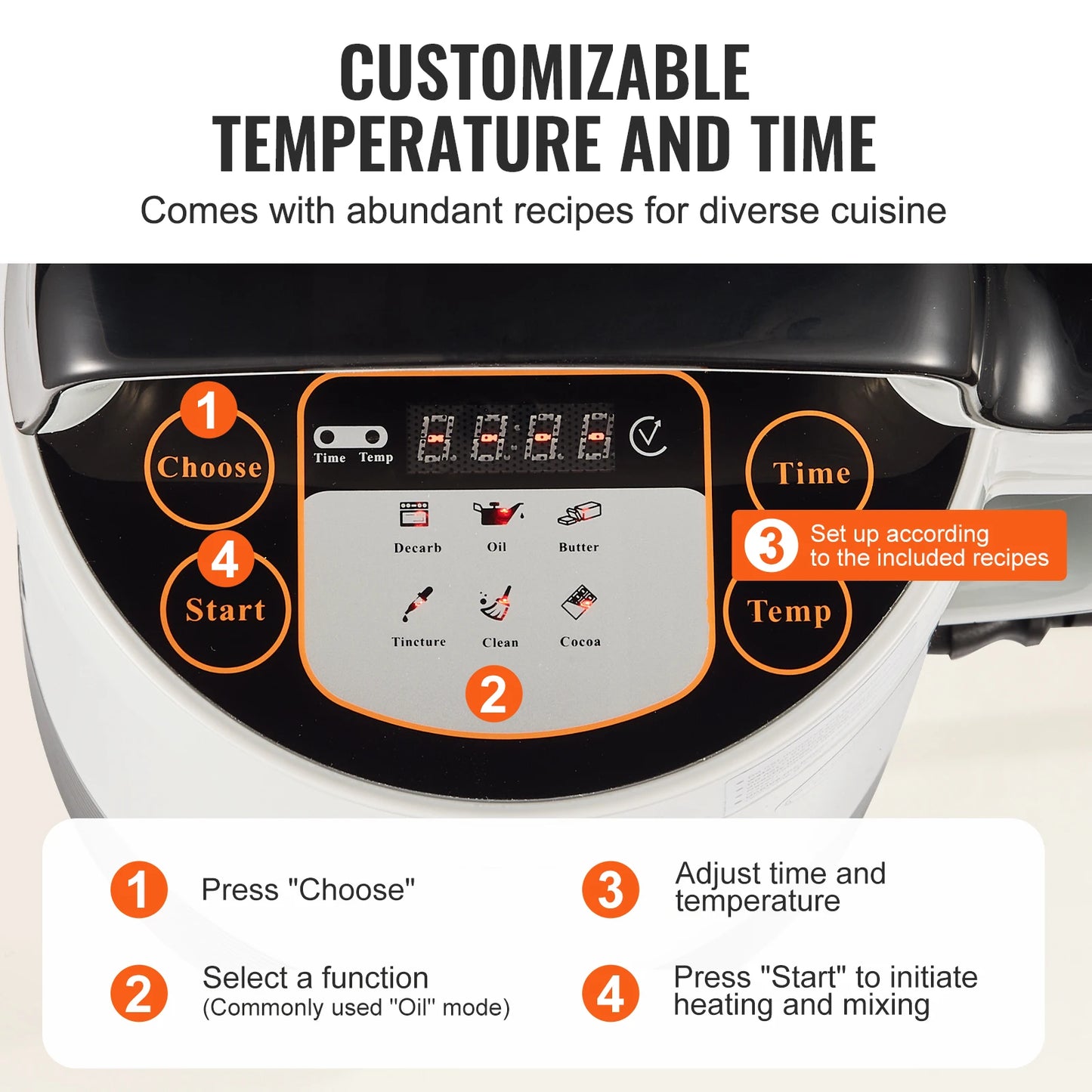 VEVOR Butter Maker Machine with Herbal Infuser Oil Infusion Magic Butter Machine Customizable Temperature 40.6oz Capacity 900W Power