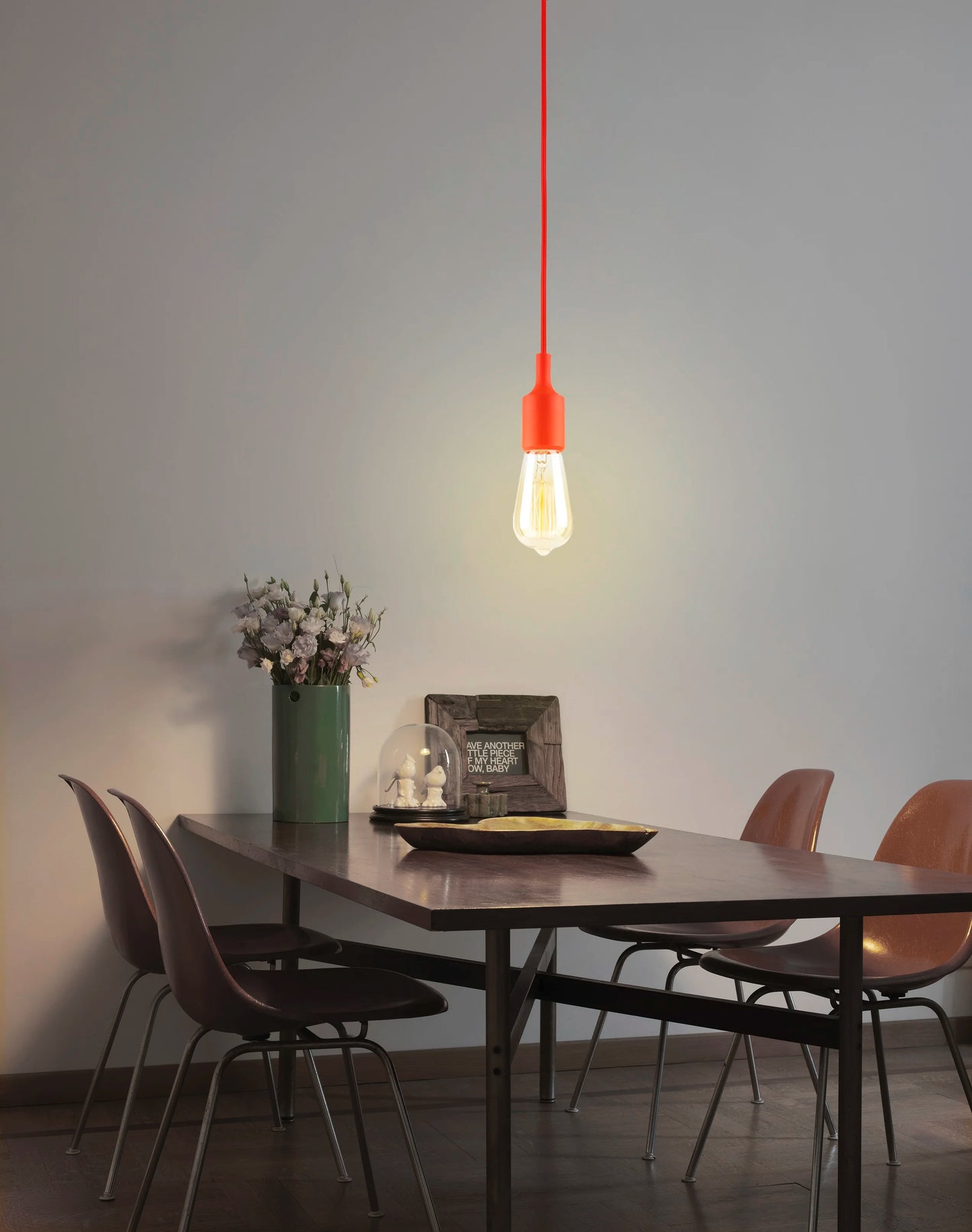 4 Pack Socket Pendant Light Fixture, E26/E27 Lamp Holder for Home, Commercial, Pub, Counter, Decorative Lighting, RED