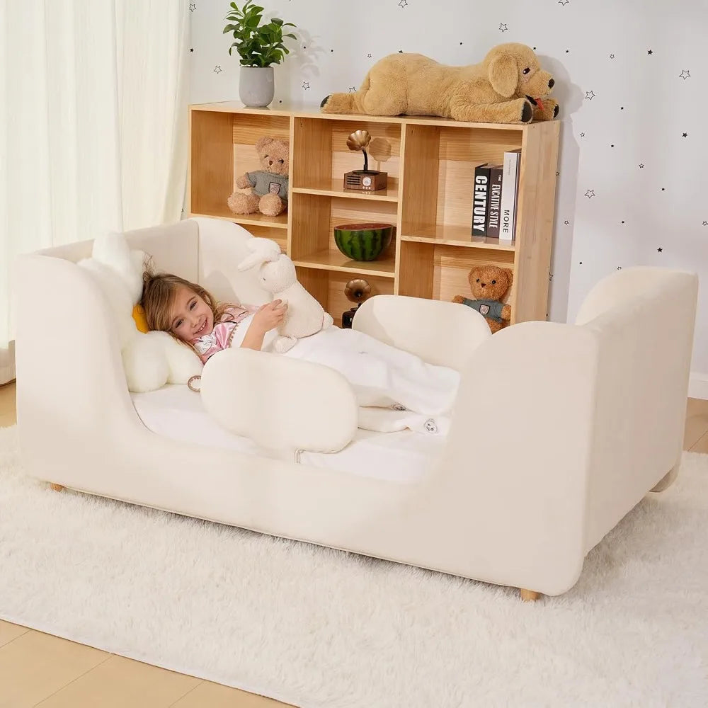 Hign Concerned Toddler Floor Bed With Removable Guard Rails