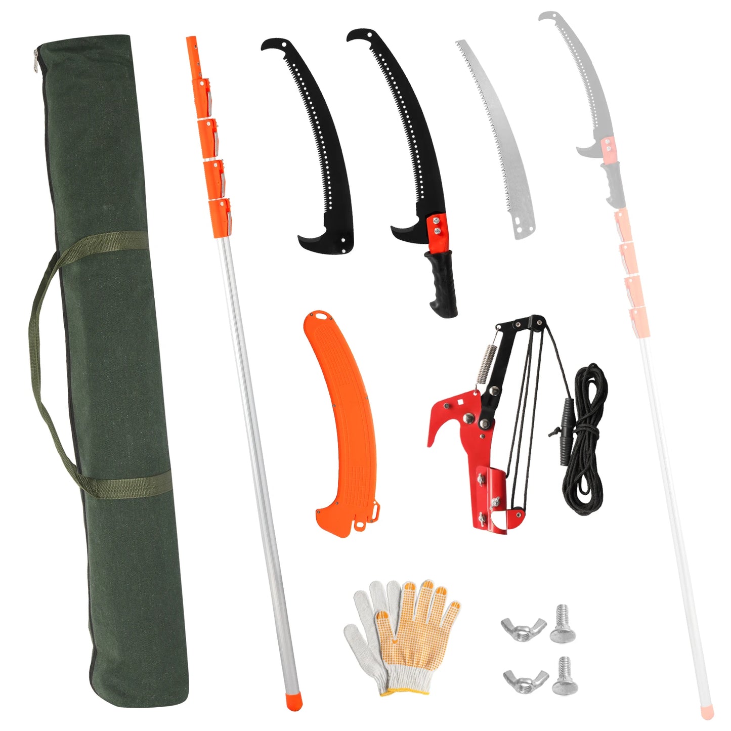 Garden Hand Pruning Saw Tools, Extendable Poles From 7.3ft Up To 24.1ft, All-in-one Pruning Kit, Versatile Application