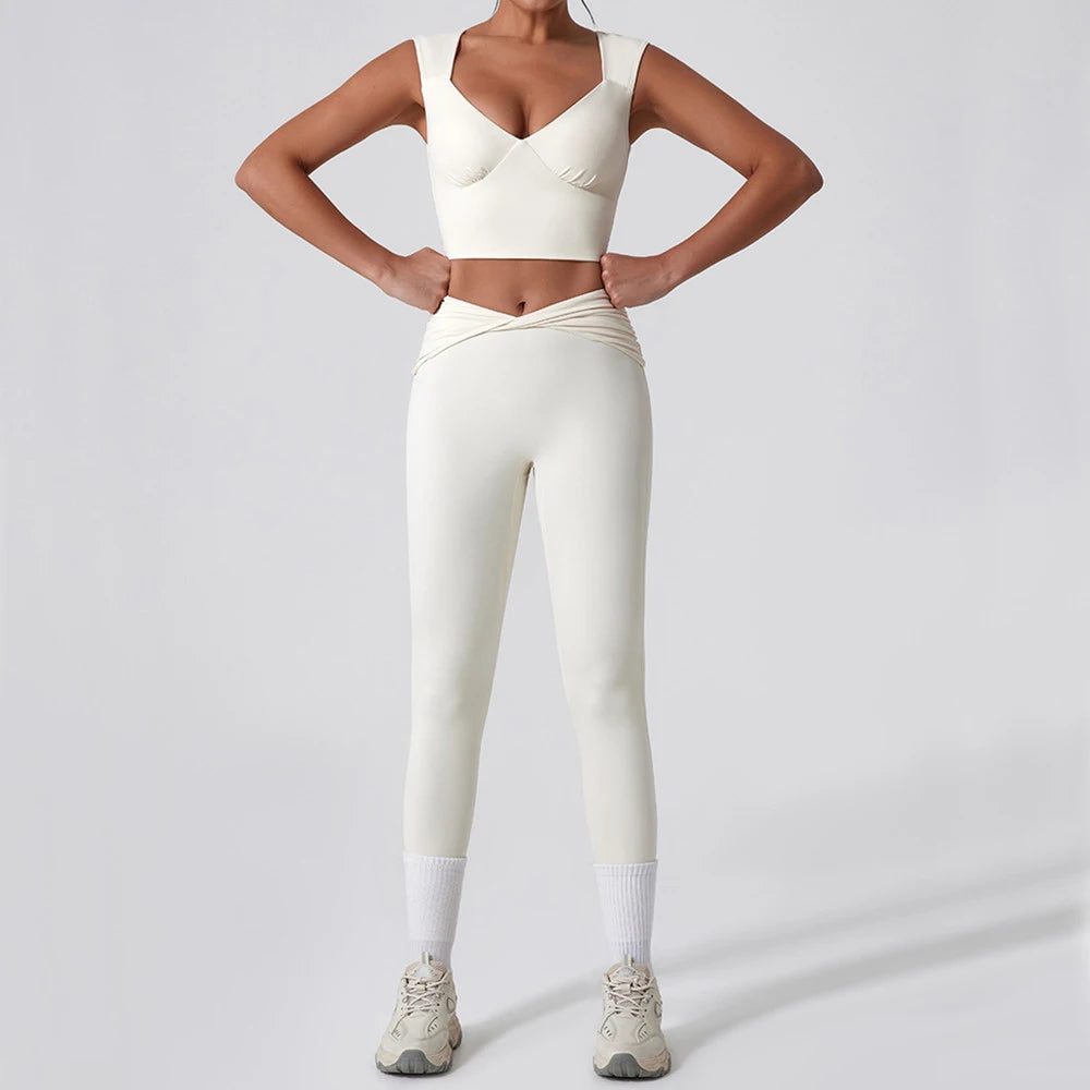 CEODOGGCN Women Yoga Set High Waist Leggings Sports Bra