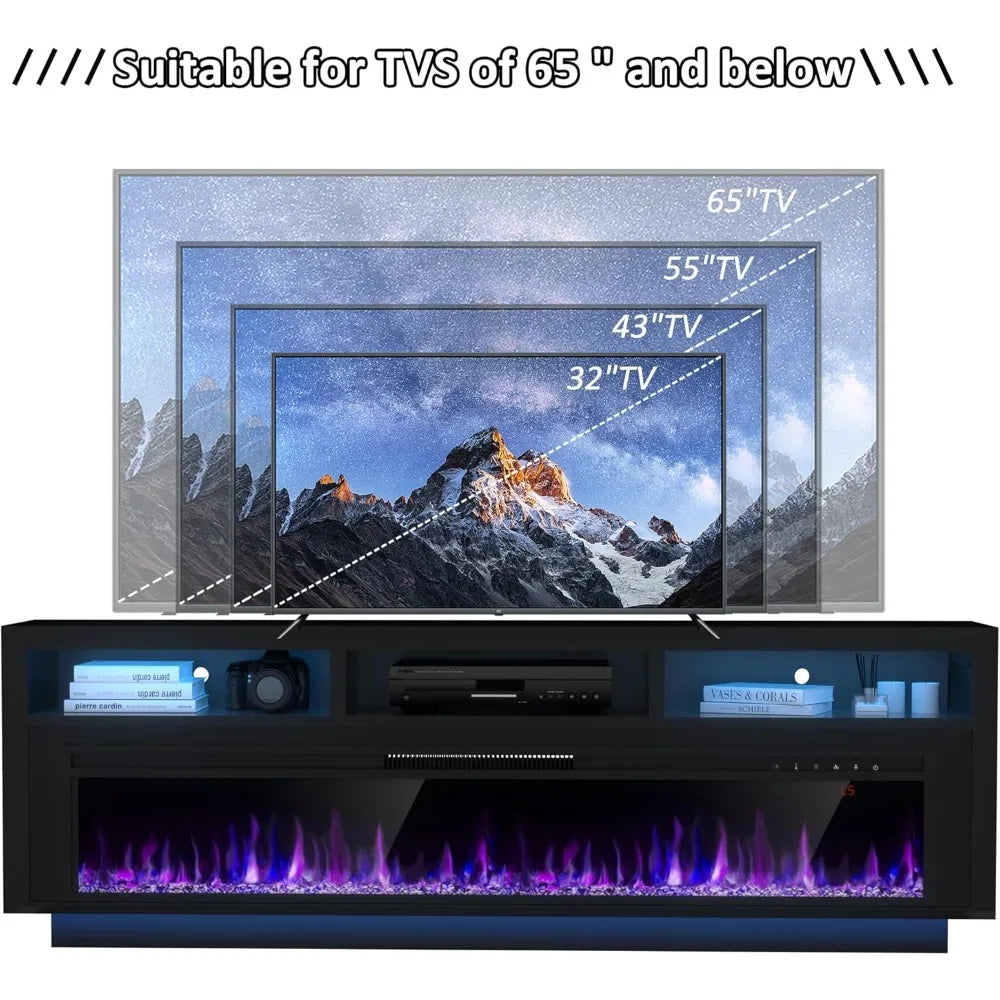 Hign-concerned Electric Fireplace TV Stand With LED Lights