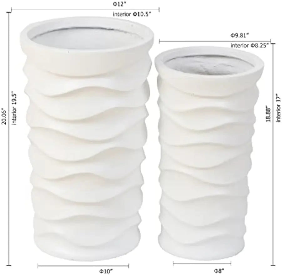 XMSJ Tall Planter Set Outdoor Indoor Pots With Drainage