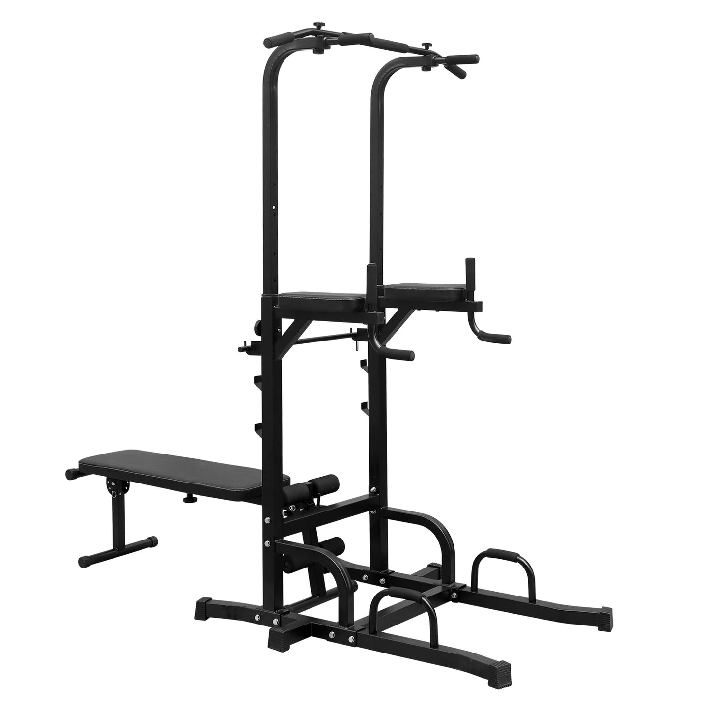 Adjustable Height Pull Up Dip Bar Station Heavy Duty Multi Function Fitness Rack for Home Gym Full Body Strength Training Black Iron