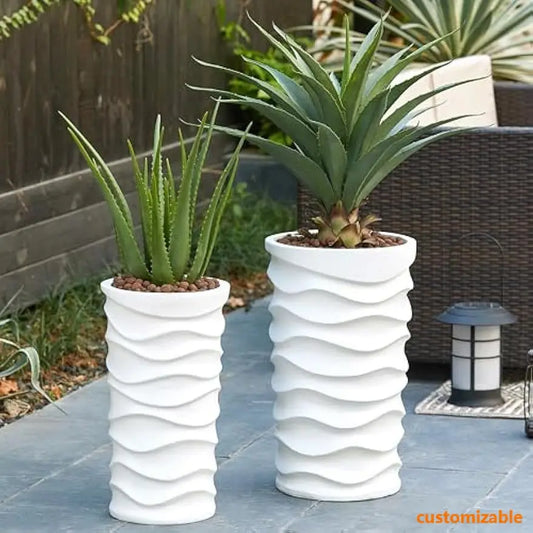 XMSJ Tall Planter Set Outdoor Indoor Pots With Drainage
