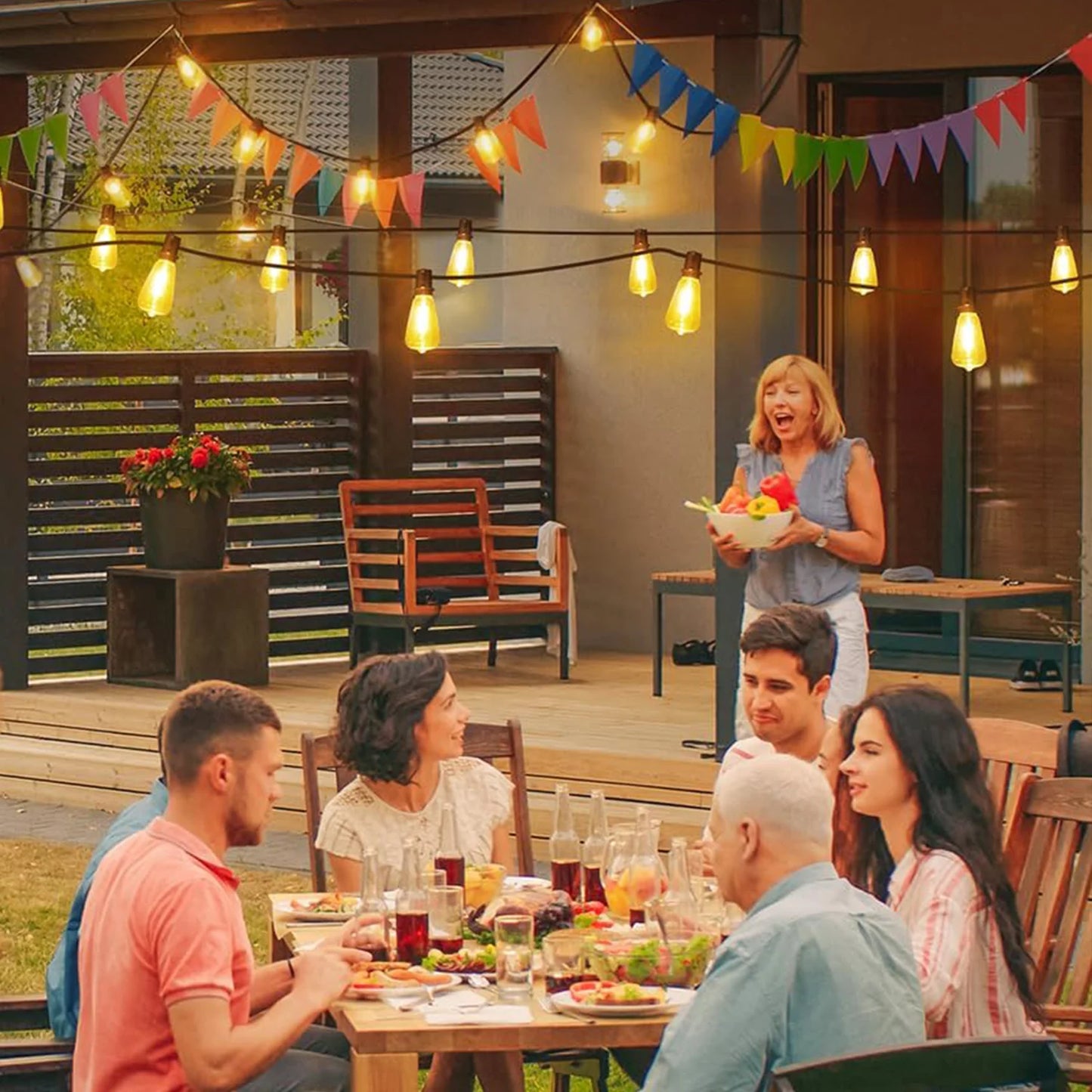 ST38 String Lights Outdoor 28FT 1/2/3 Pack with US Plug 10+1 LED Patio Fairy Garden Lamps for Home Xmas New Year Party Halloween