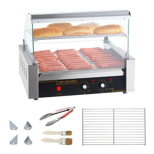 VEVOR Electric Sausage Maker Hot Dog Roller Grill Machine 5 Rods 7 Rods 11 Rods for Camping Party Home Use 110V Commercial Barbecue Appliance