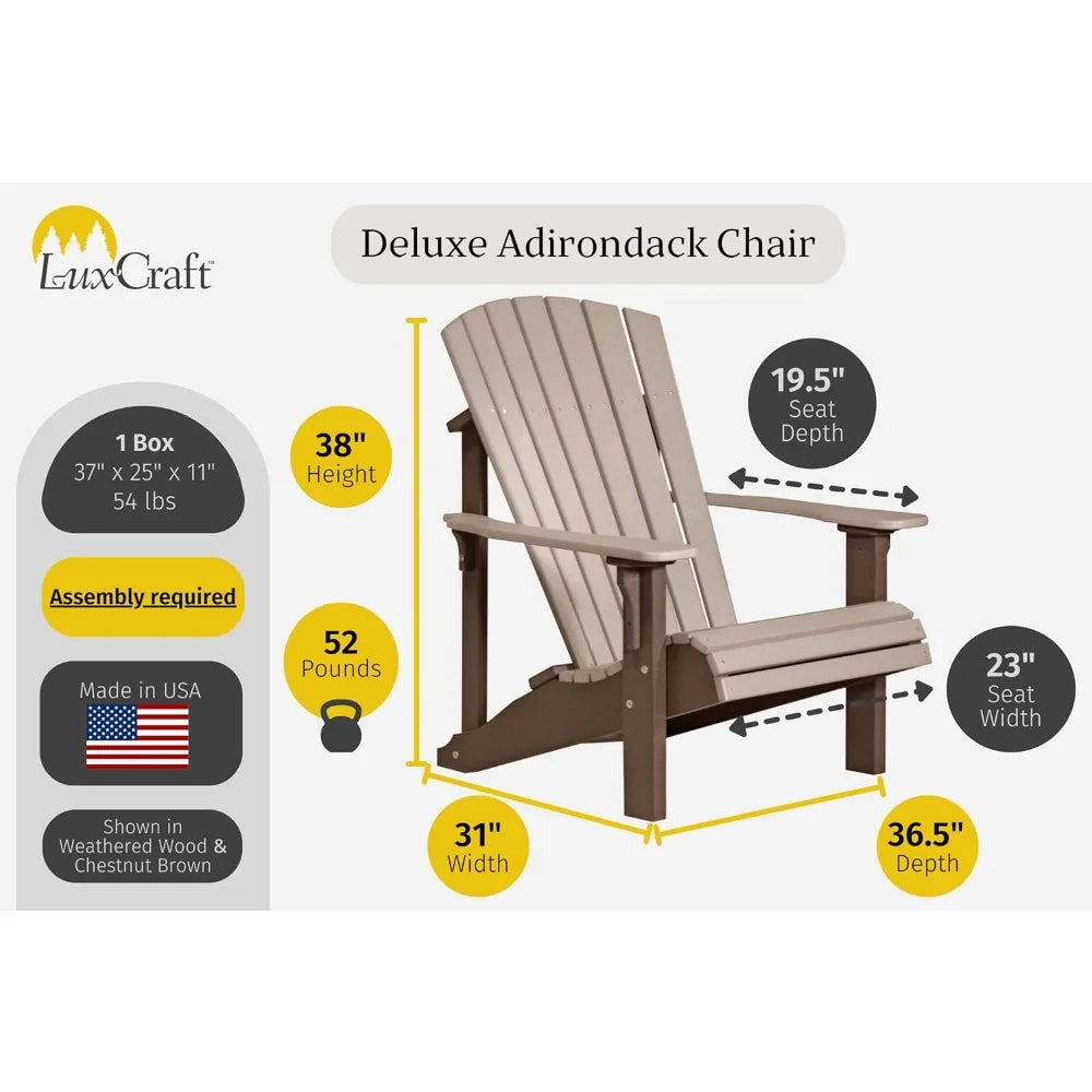 Hign-Concerned Poly Deluxe Adirondack Chair Outdoor Patio