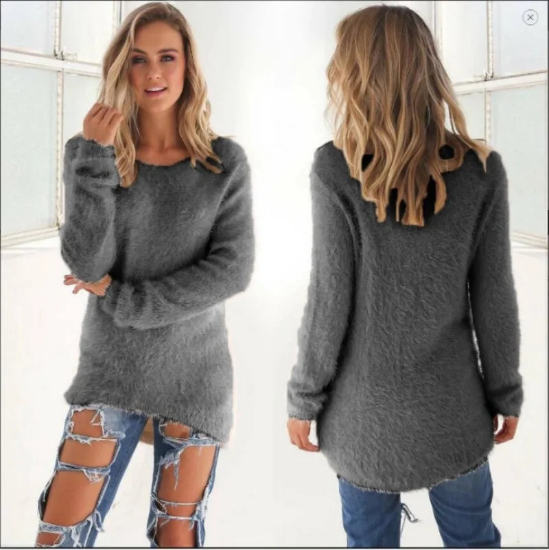 2025 New Loose Autumn Warm Sweater Fashion Women O-Neck Knitted Long Sleeve Pullovers Casual Office Lady Commute Solid Clothing