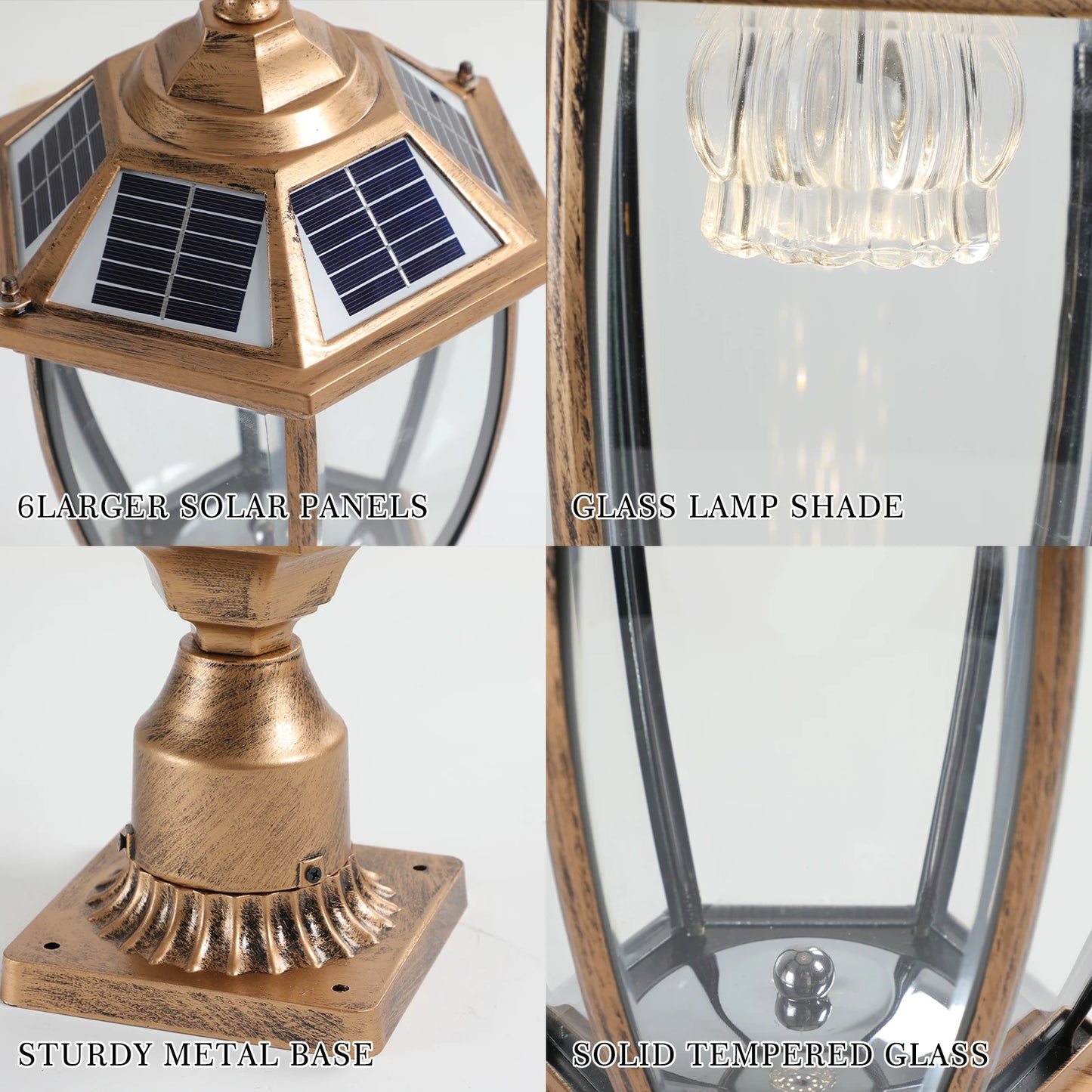 Vintage Solar LED Post Light, Waterproof Outdoor Garden Lamp with Automatic On/Off (2-pack)