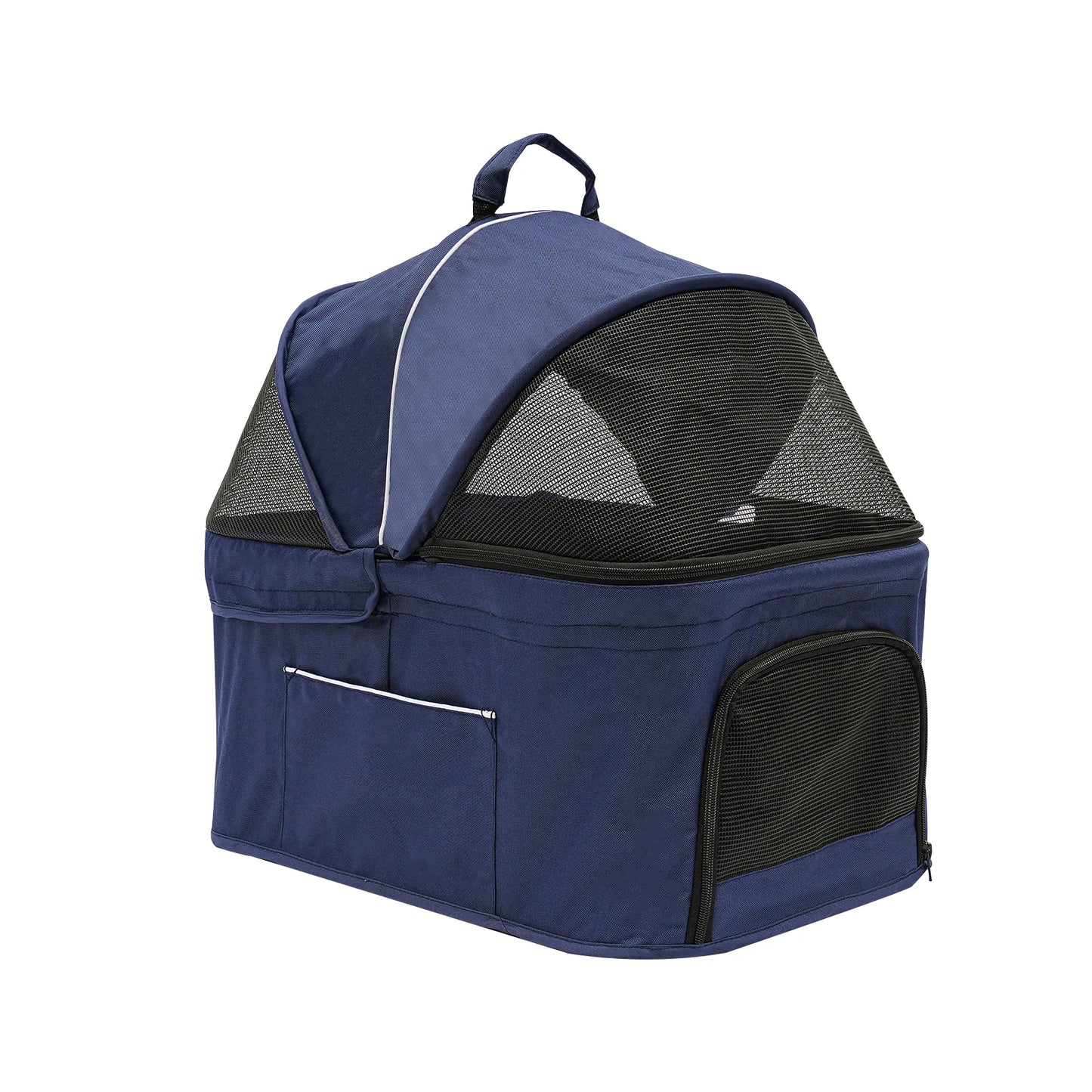 Foldable Pet Stroller Double Dog Cat Carrier with Storage Basket Travel Camping Iron Oxford Cloth Dog Travel Stroller for All Breeds