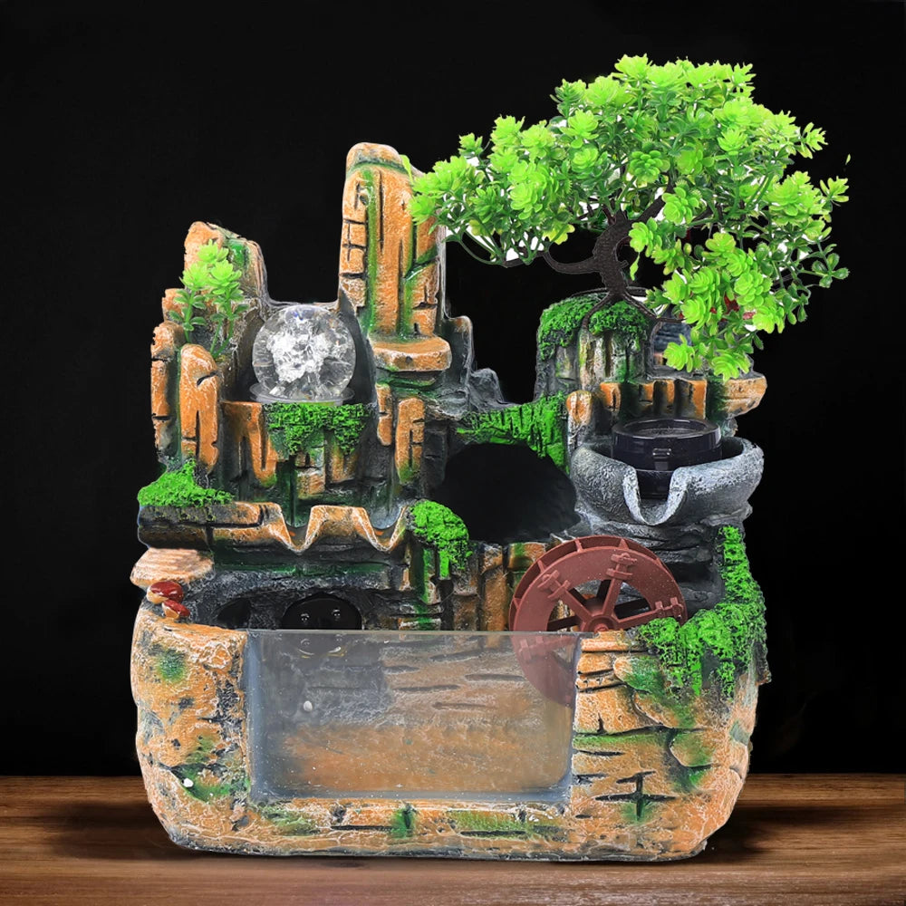 Exquisite Tabletop Fountain Resin Decorations for Home Decor Eye Catching Miniature Gift