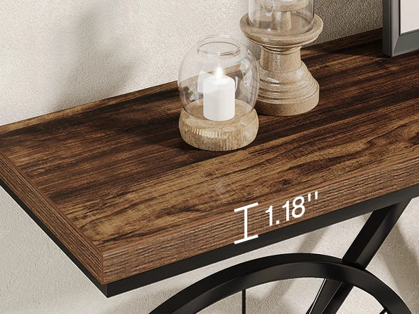 Tribesigns 70.9 Inch Extra Long Sofa Console Table with Metal Base Industrial Style Antique Finish for Living Room