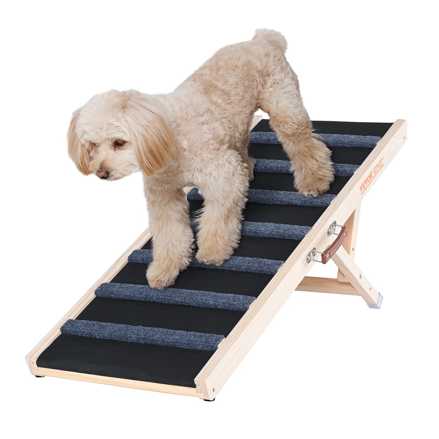 VEVOR Adjustable Dog Ramp Folding Anti-slip Wooden Pet Stairs for Small Old Dogs Easy Climbing Ramp for Sofa Car Bed