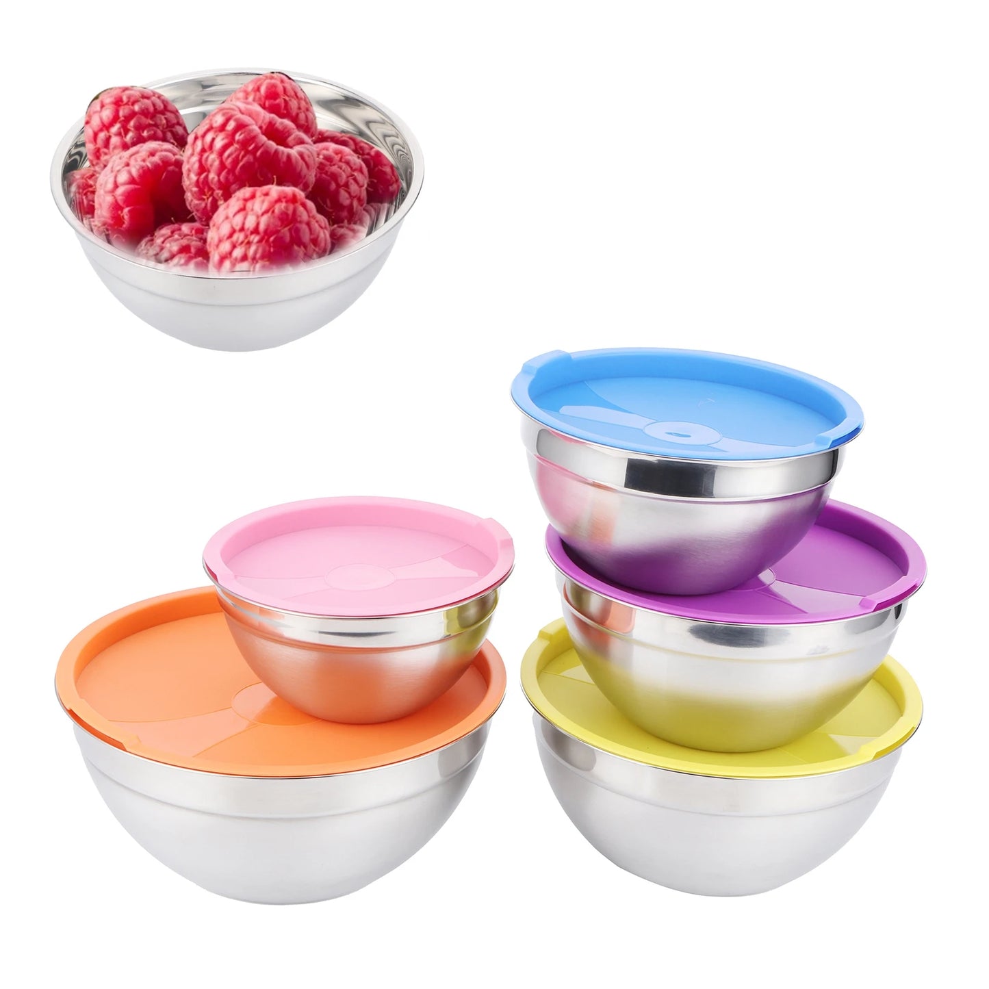 Stainless Steel Mixing Bowl Set with Lids Food Storage Containers for Kitchen Cookware