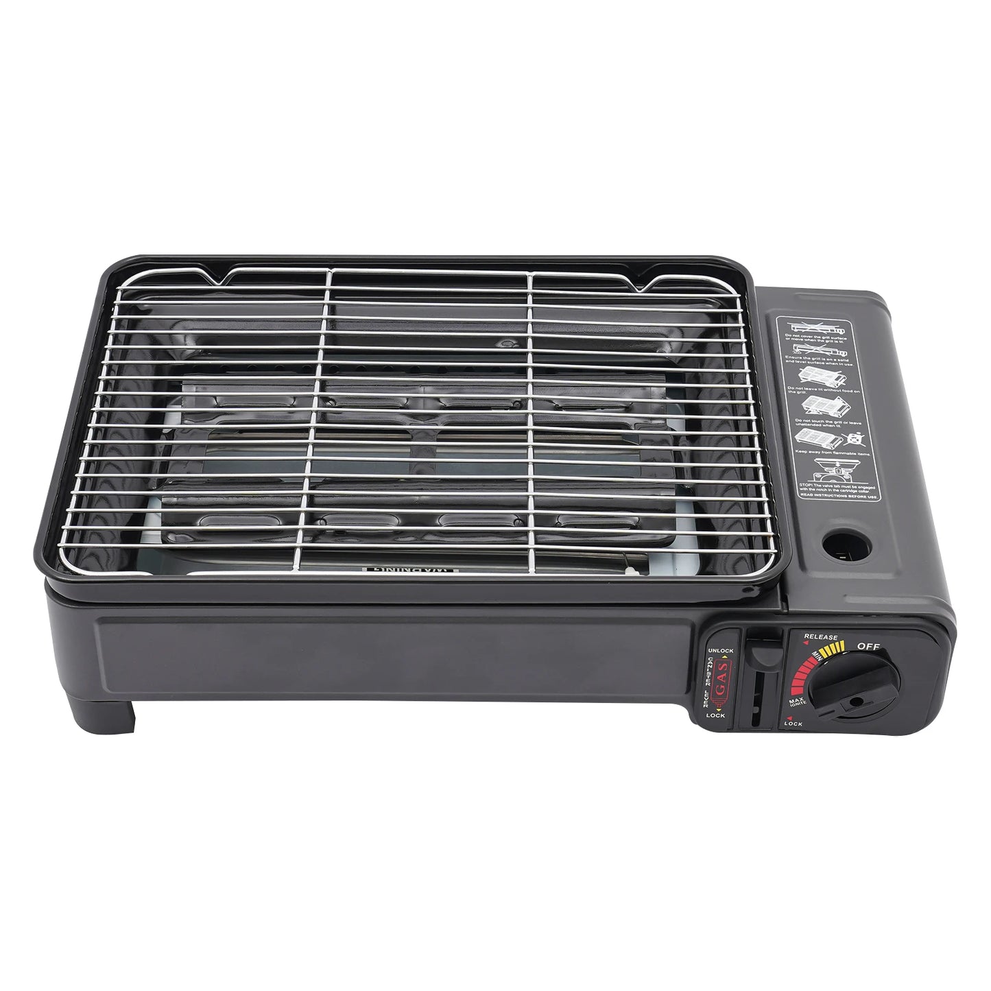 Portable Butane Grill Stove for Camping Free Standing BBQ with Grilling Net And Carry Case - Cooking Gas Stove with Heat Resistance Features