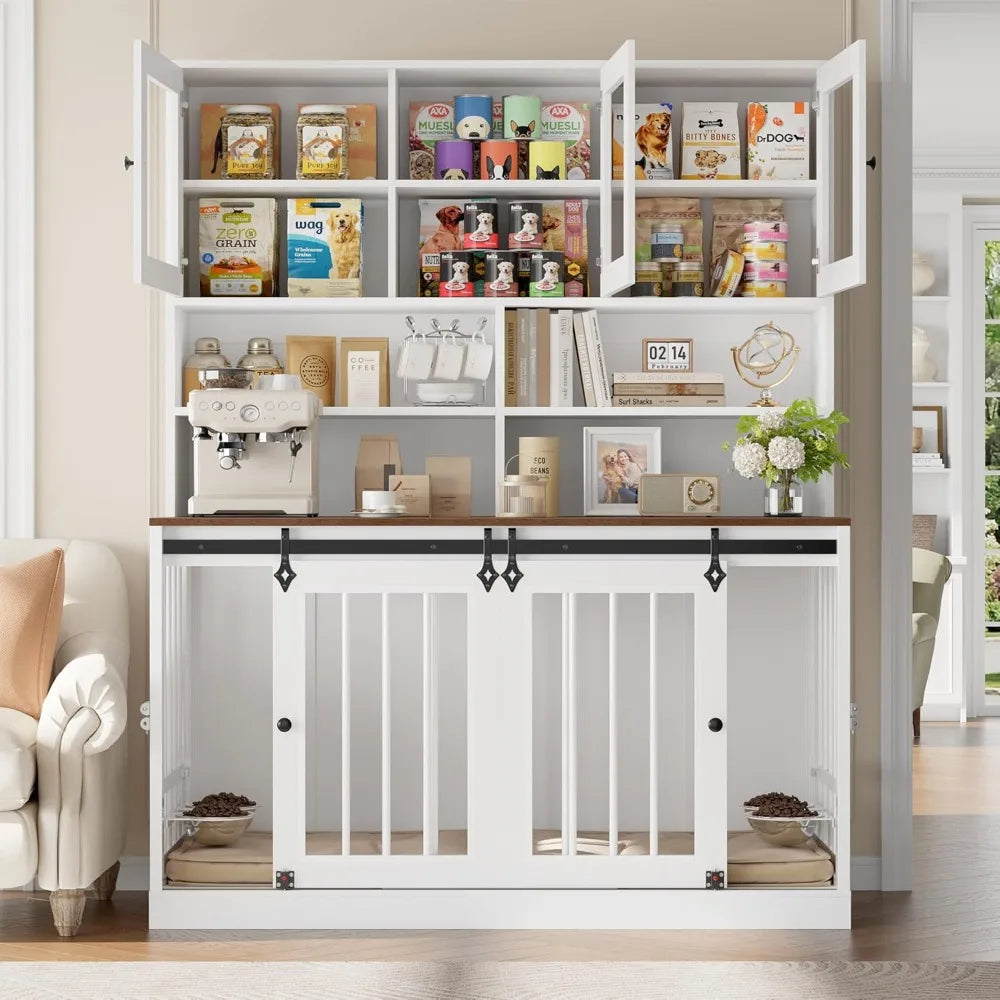 HUANZHUANG Large Dog Crate With Divider For Two Pets