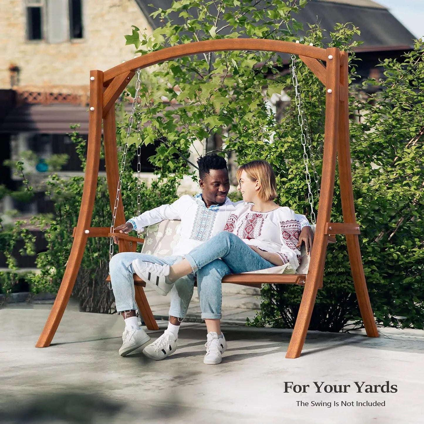 XMSJHign-concerned Heavy Duty Wooden Swing Frame 1000 Lbs