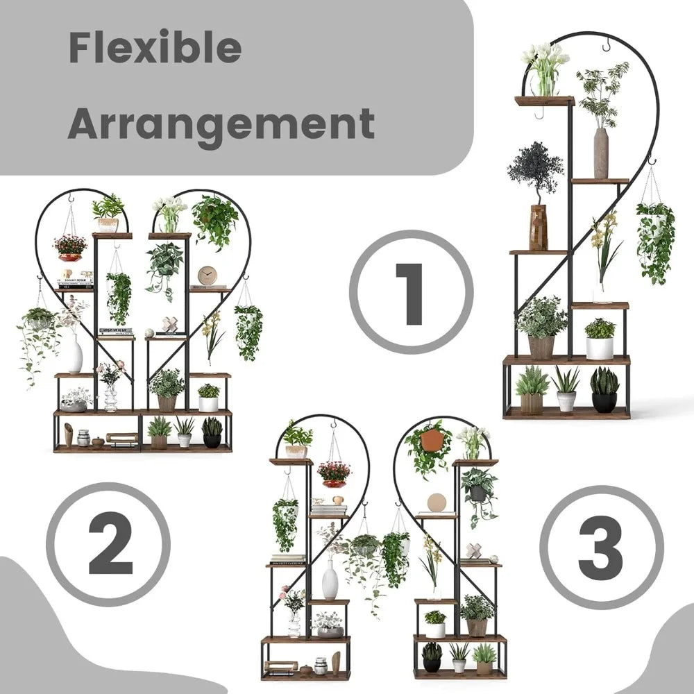 Giantex 6 Tier Tall Metal Plant Stand With Heart Shelves