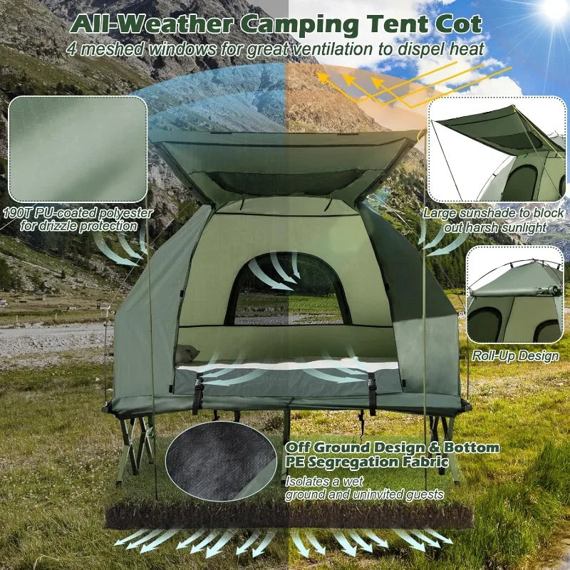 Tangkula 5 In 1 Outdoor Tent Cot With Awning Air Mattress