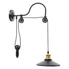 Vintage Industrial Wall Mount Light Sconce Lamp Lift Pulley Fixture Wall Light